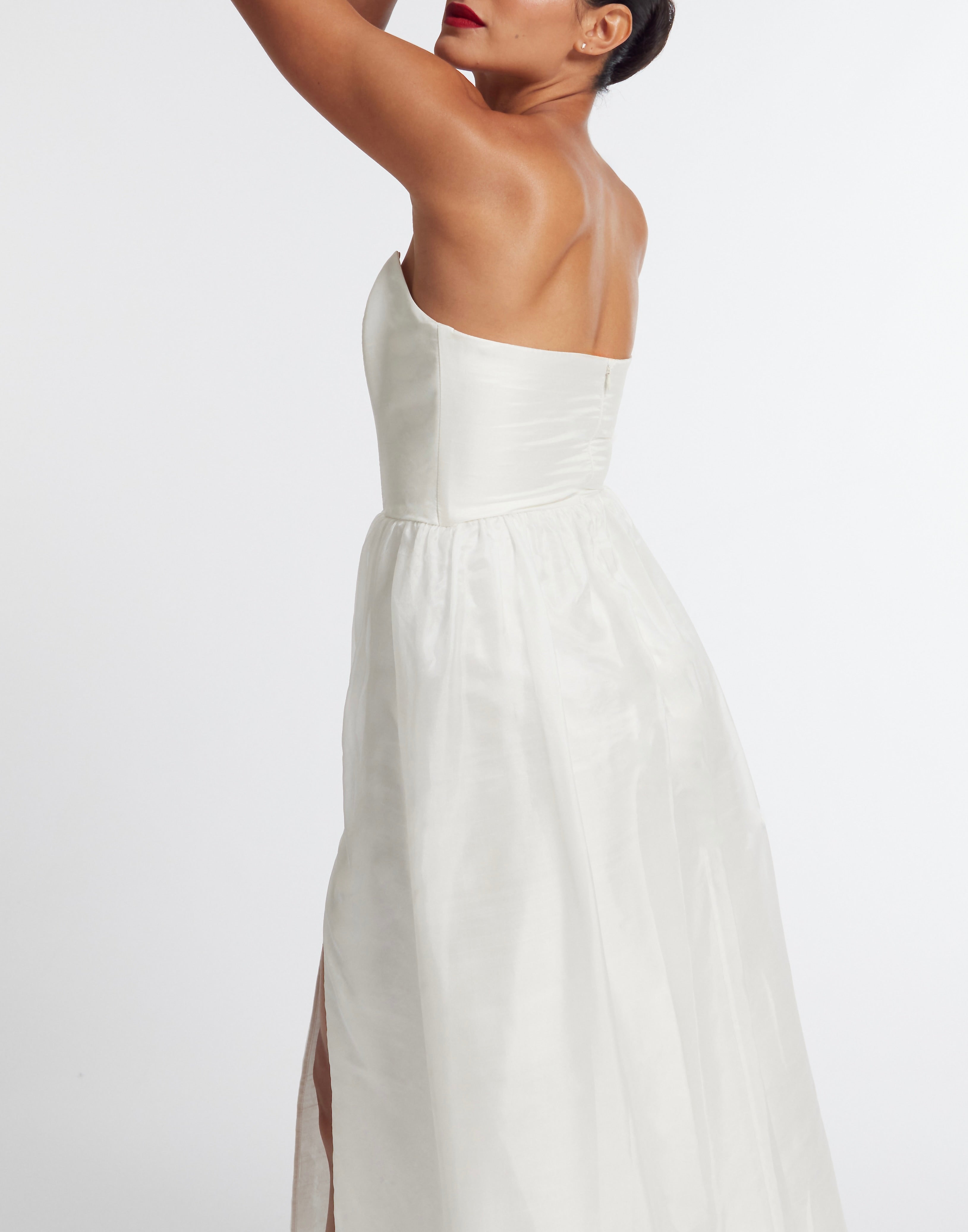 White Dupion Habotai Dress