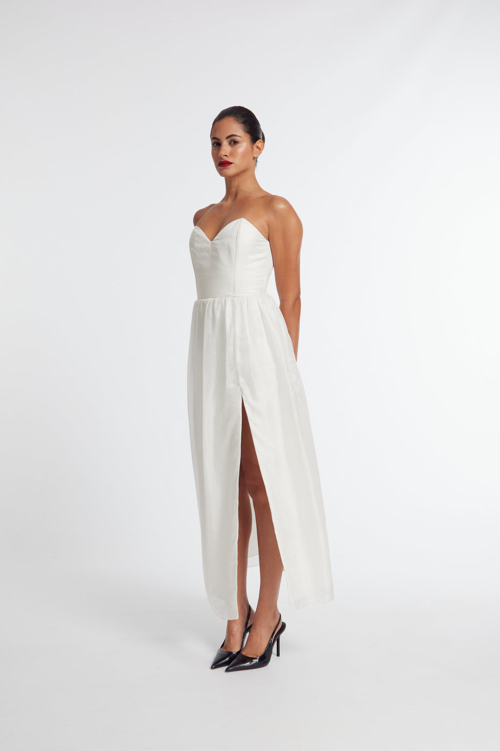 White Dupion Habotai Dress
