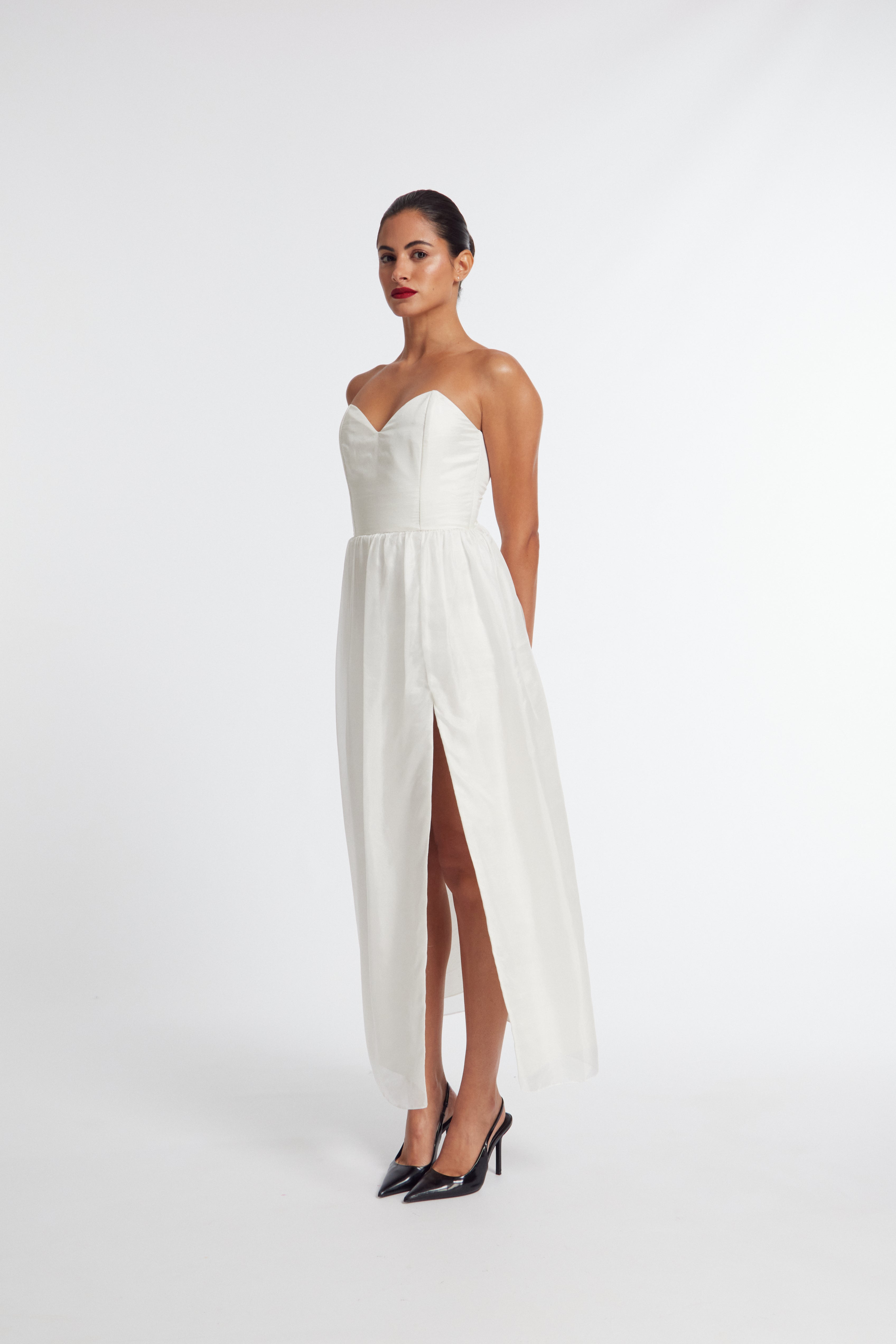 White Dupion Habotai Dress