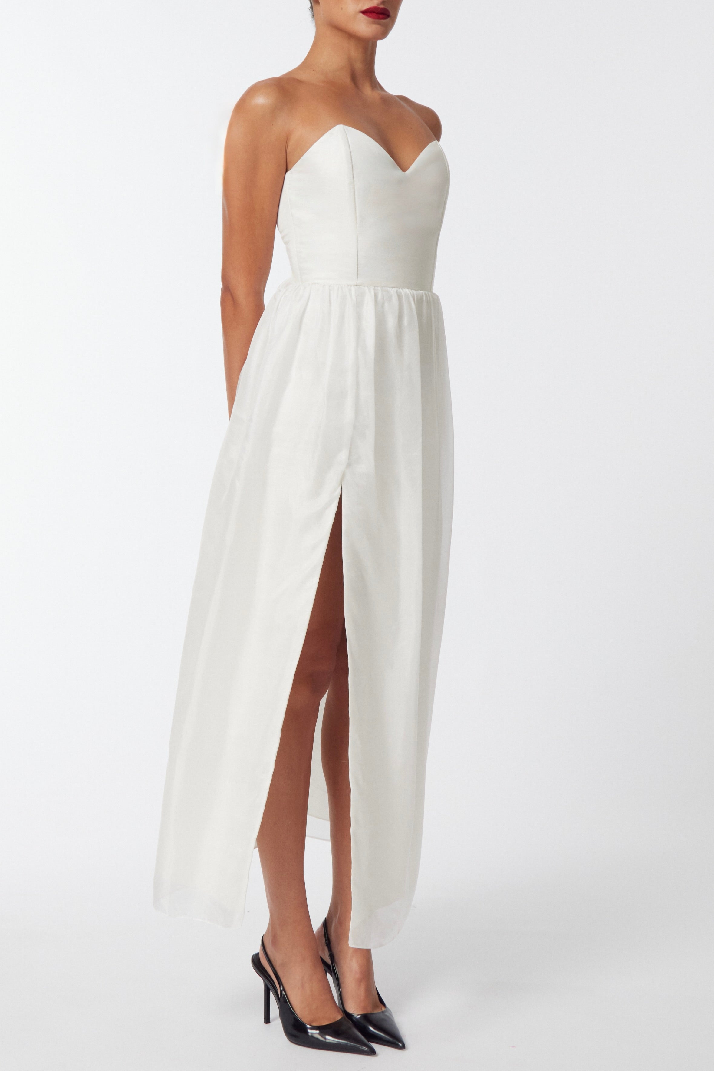 White Dupion Habotai Dress