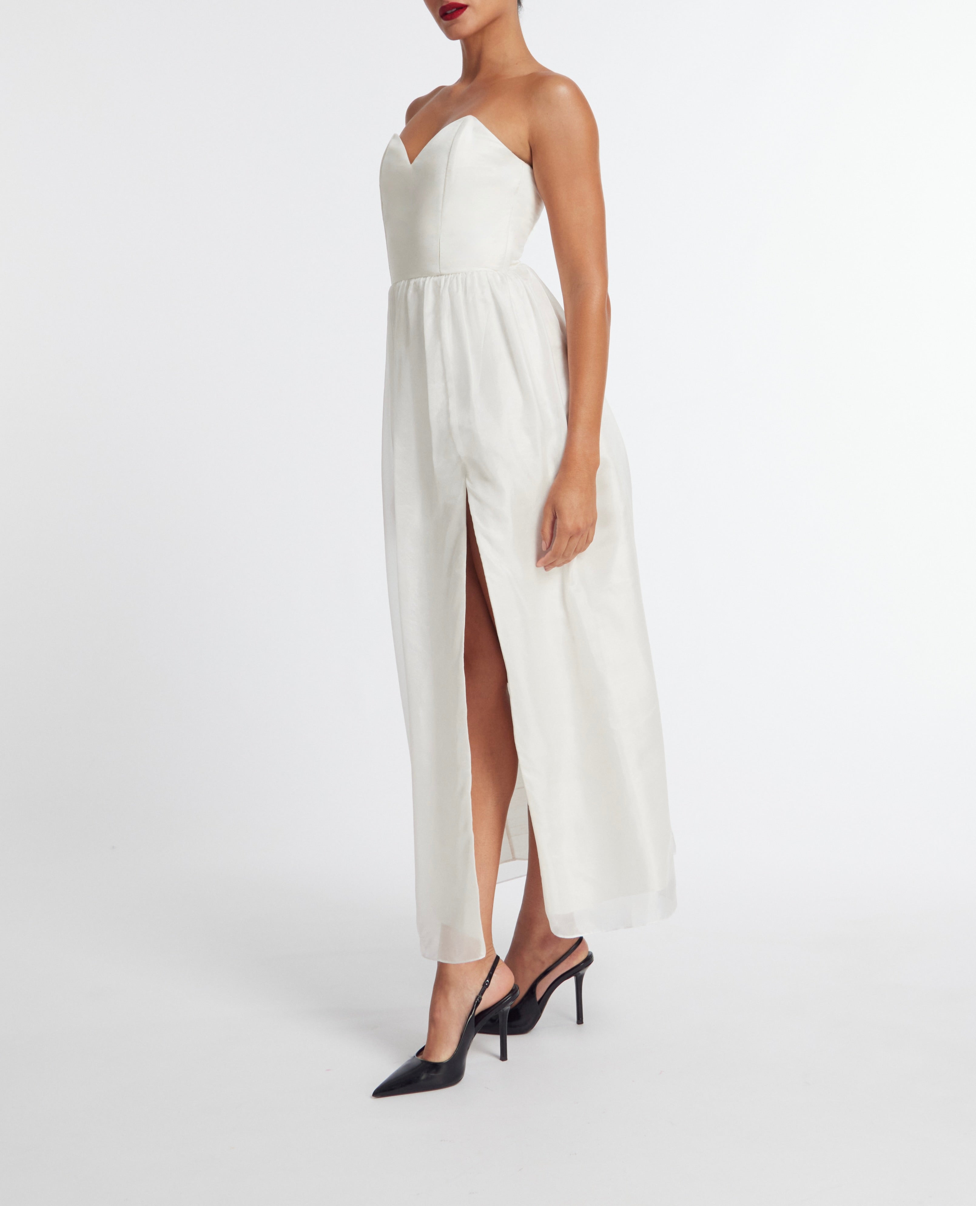 White Dupion Habotai Dress