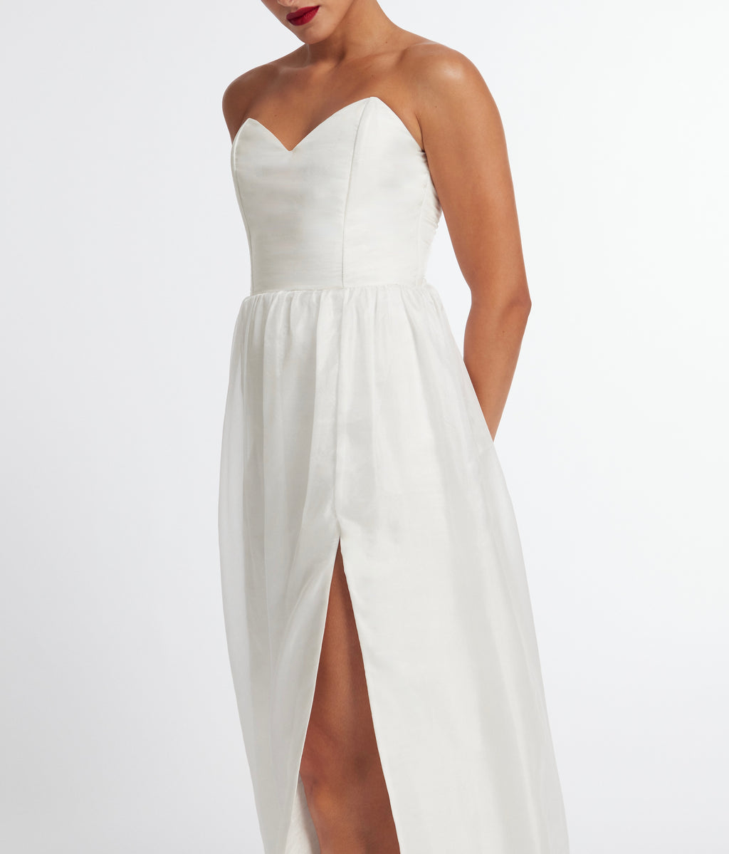 White Dupion Habotai Dress